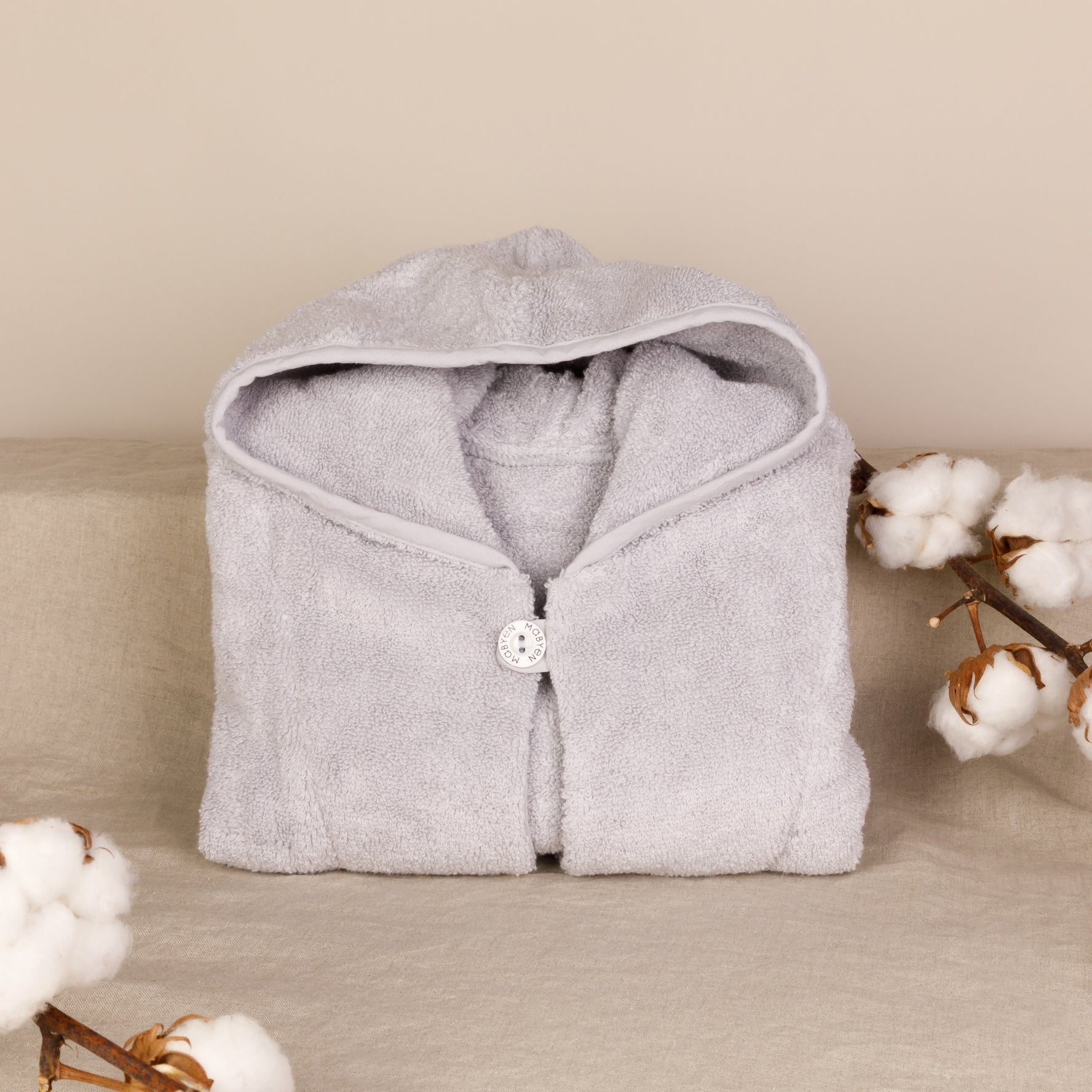 Baby Poncho Bio-Baumwolle hellgrau