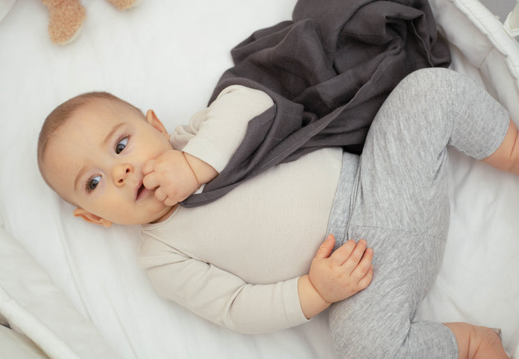 Mabyen Baby weiches Musselin Tuch dunkelgrau