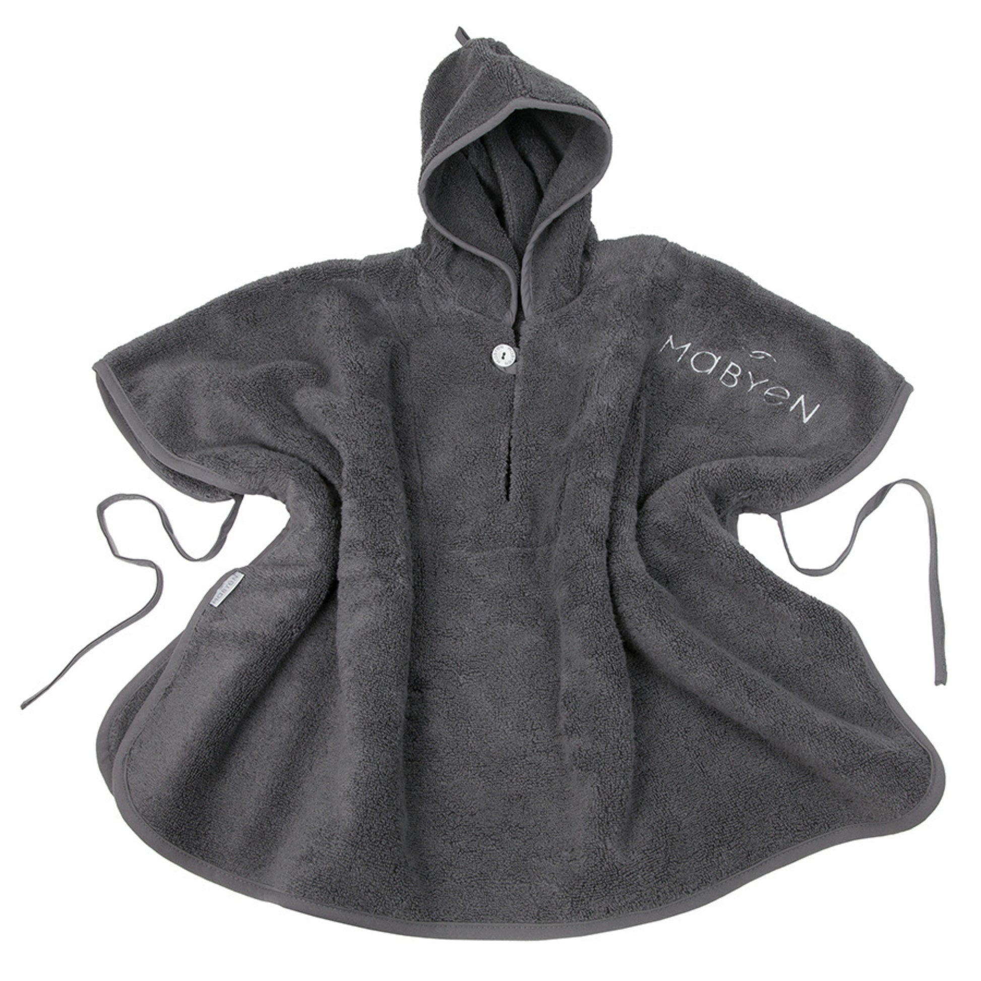 dunkelgrauer Bio-Baumwollte Poncho